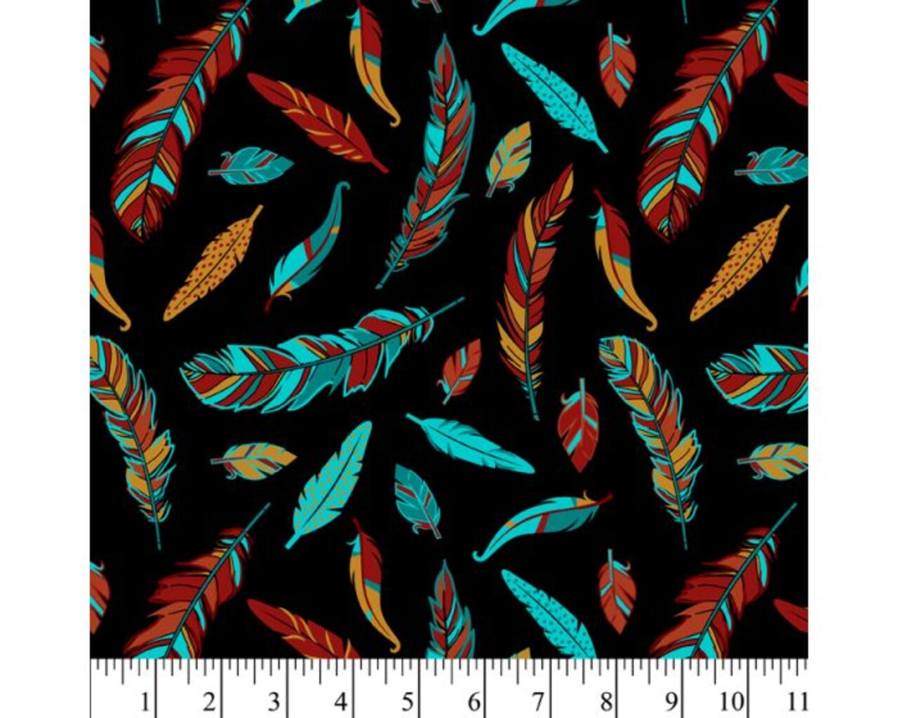Whimsy Feathers Black Cotton Fabric | By the Yard | Sewing and Crafting | 44 inches wide